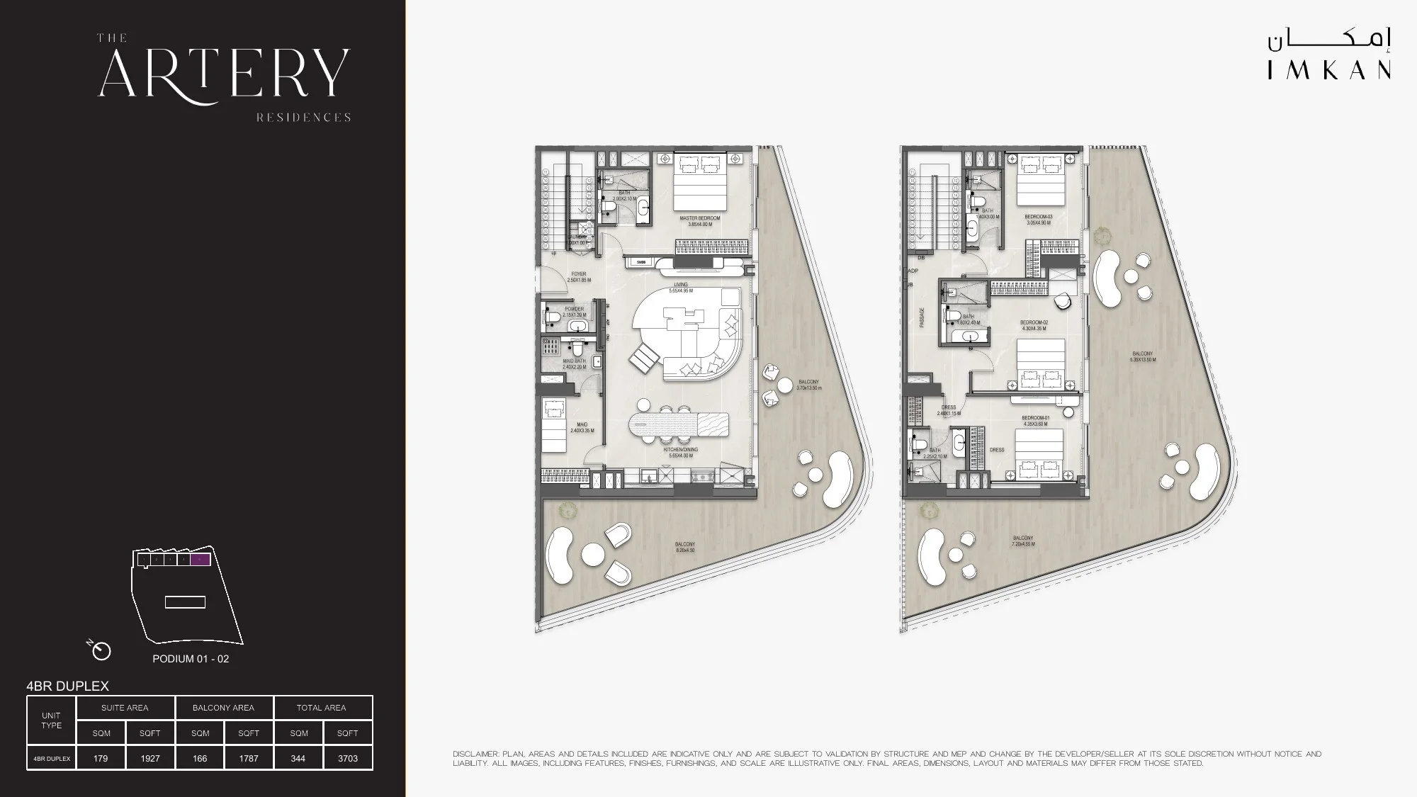 Four-bedroom duplex floor plan at The Artery Residences Makers District
