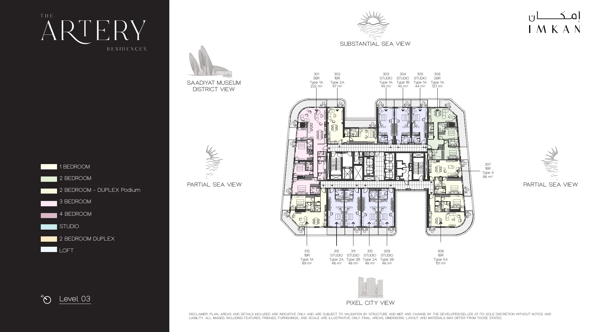 Typical floor layout at The Artery Residences by IMKAN