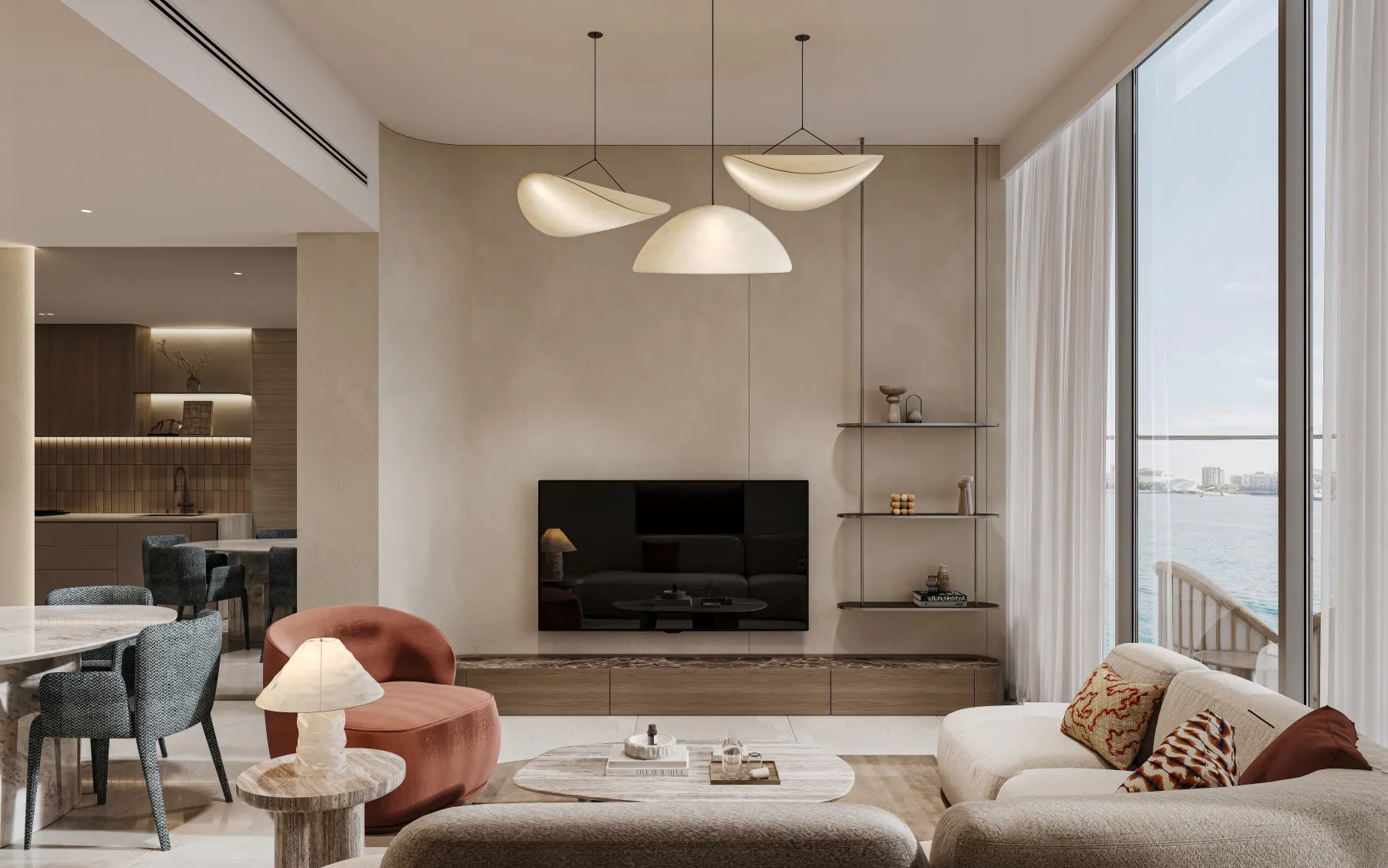 One-bedroom residence living area at The Artery Residences