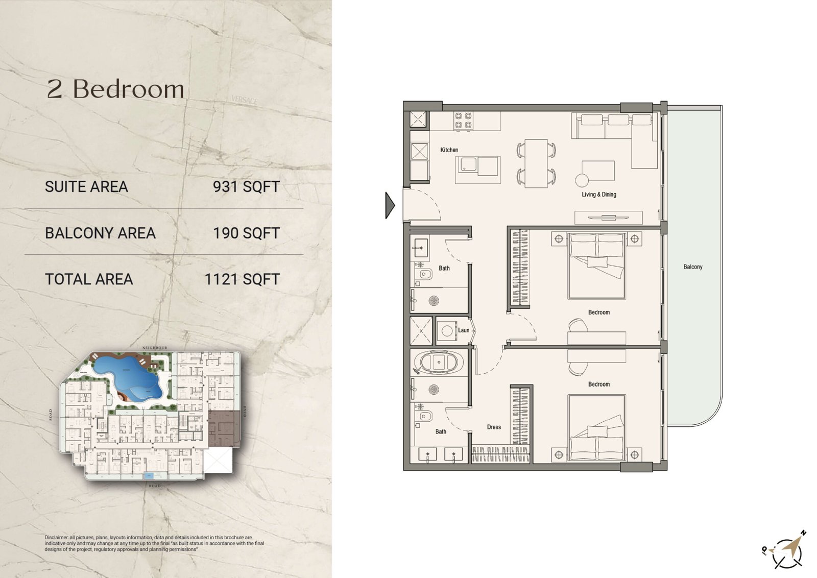 2 Bedroom floor plan — 113 Residences by Iman
